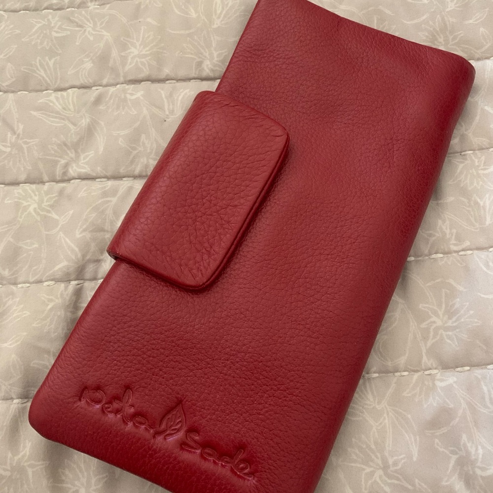 Red Leather Bifold Wallet